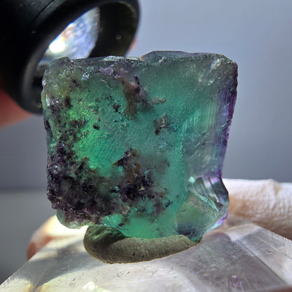 Klarer Phantom Fluorit Würfel, grün lila Okorusu, Namibia 21*21*13mm
