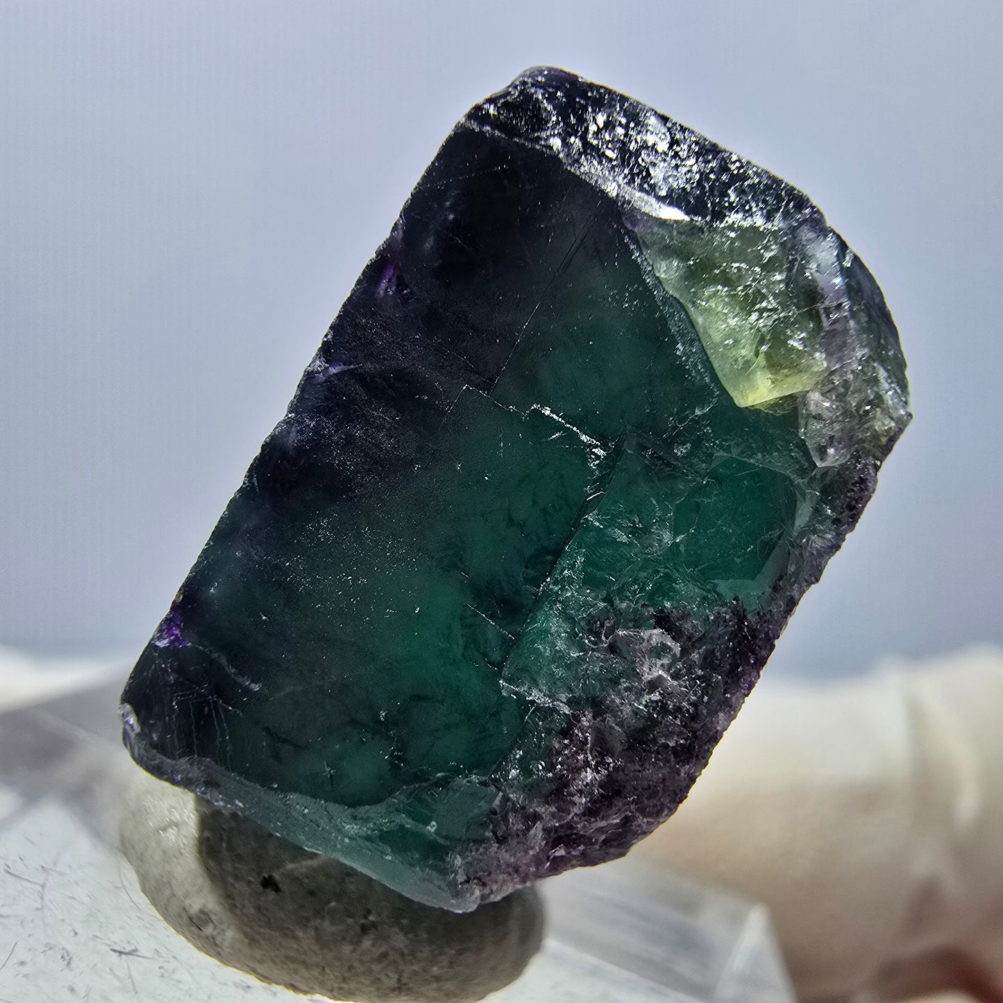 Klarer Phantom Fluorit Würfel, grün lila Okorusu, Namibia 21*21*13mm