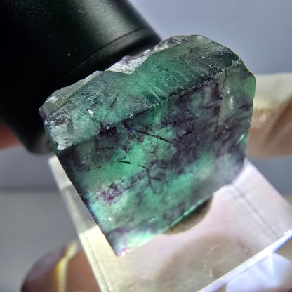 Klarer Phantom Fluorit Würfel, grün lila Okorusu, Namibia 21*21*13mm