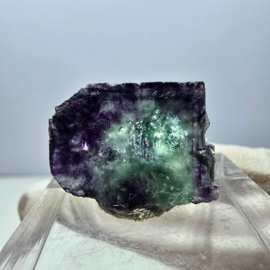 Klarer Phantom Fluorit Würfel, grün lila Okorusu, Namibia 18*14*12mm
