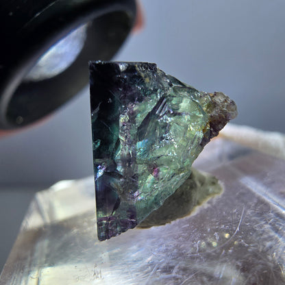 Klarer Phantom Fluorit Würfel, grün lila Okorusu, Namibia 18*14*12mm