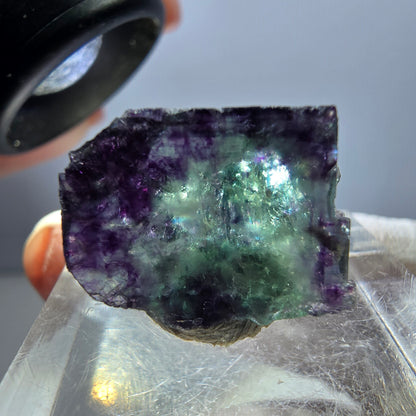 Klarer Phantom Fluorit Würfel, grün lila Okorusu, Namibia 18*14*12mm