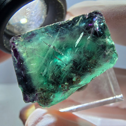 Klarer Phantom Fluorit Würfel, grün lila Okorusu, Namibia 21*19*16mm
