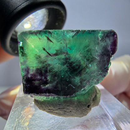 Klarer Phantom Fluorit Würfel, grün lila Okorusu, Namibia 21*19*16mm