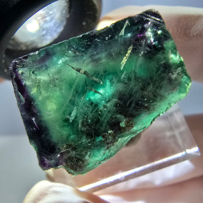 Klarer Phantom Fluorit Würfel, grün lila Okorusu, Namibia 21*19*16mm