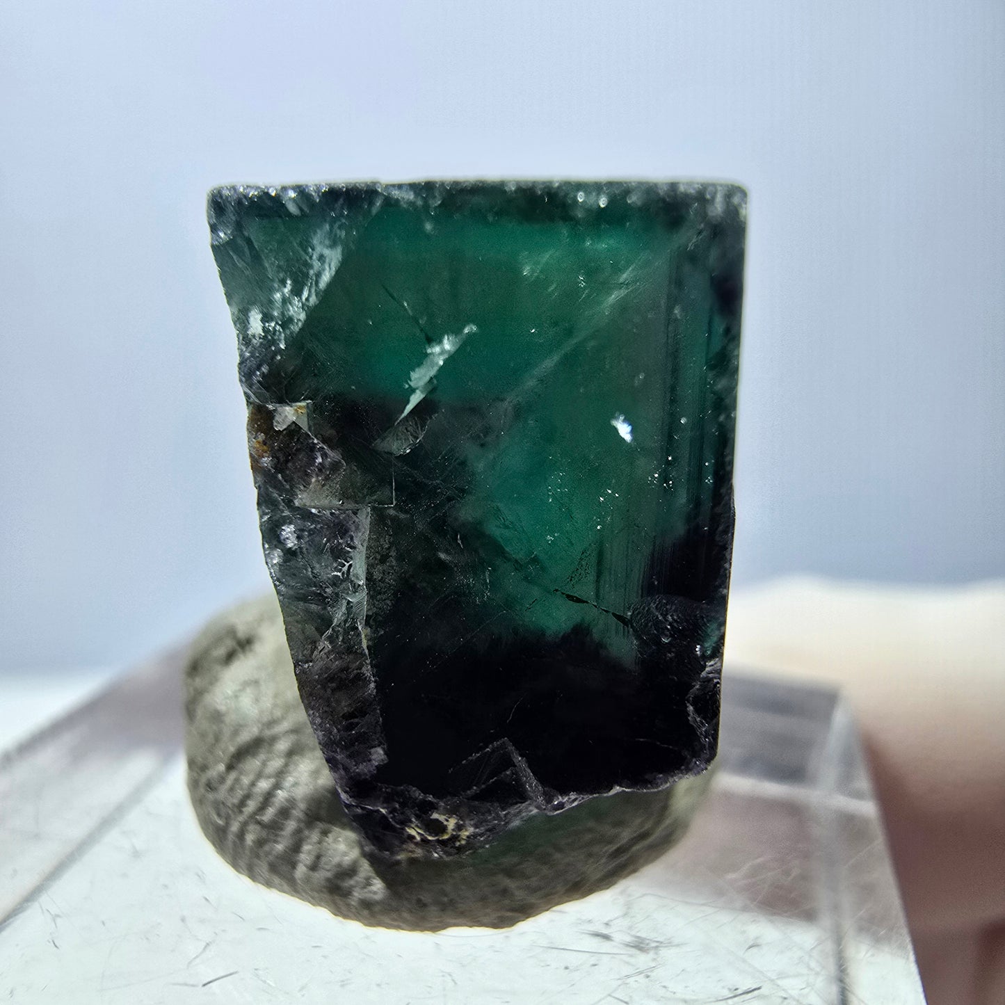 Klarer Phantom Fluorit Würfel, grün lila Okorusu, Namibia 21*19*16mm