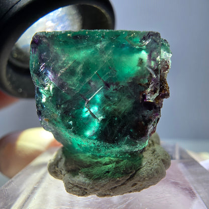Klarer Phantom Fluorit Würfel, grün lila Okorusu, Namibia 21*19*16mm