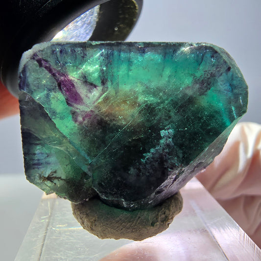 Klarer Phantom Fluorit Würfel, grün lila Okorusu, Namibia 27*23*15mm