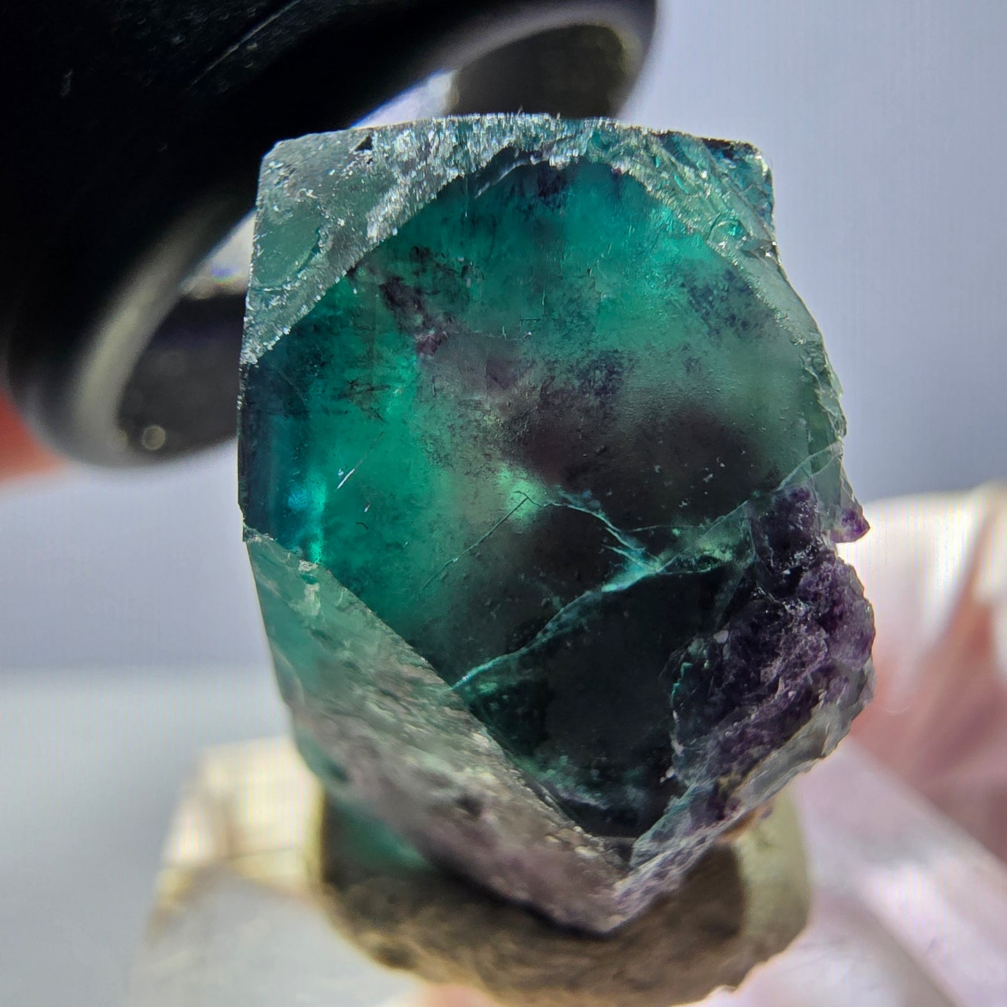 Klarer Phantom Fluorit Würfel, grün lila Okorusu, Namibia 27*23*15mm