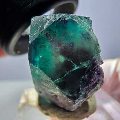 Klarer Phantom Fluorit Würfel, grün lila Okorusu, Namibia 27*23*15mm