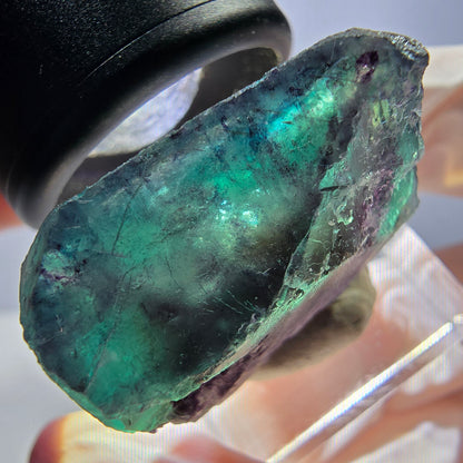 Klarer Phantom Fluorit Würfel, grün lila Okorusu, Namibia 27*23*15mm