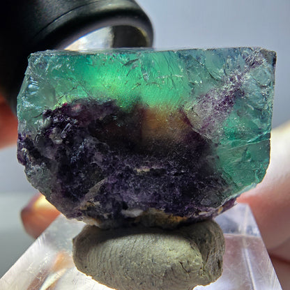 Klarer Phantom Fluorit Würfel, grün lila Okorusu, Namibia 27*23*15mm