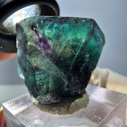 Klarer Phantom Fluorit Würfel, grün lila Okorusu, Namibia 27*23*15mm