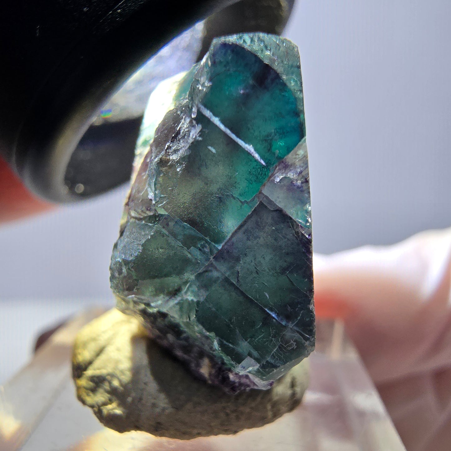 Klarer Phantom Fluorit Würfel, grün lila Okorusu, Namibia 27*23*15mm