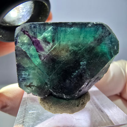 Klarer Phantom Fluorit Würfel, grün lila Okorusu, Namibia 27*23*15mm