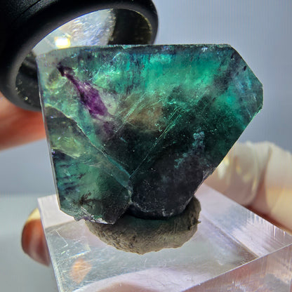 Klarer Phantom Fluorit Würfel, grün lila Okorusu, Namibia 27*23*15mm