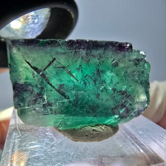 Klarer Phantom Fluorit Würfel, grün lila Okorusu, Namibia 24*16*15mm