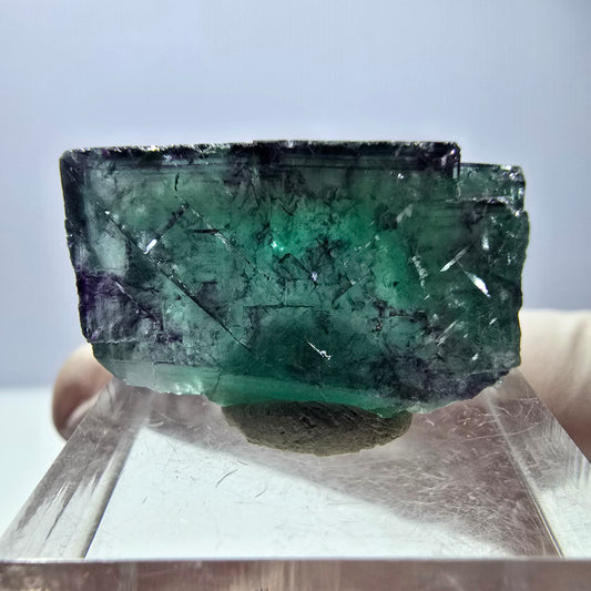 Klarer Phantom Fluorit Würfel, grün lila Okorusu, Namibia 24*16*15mm