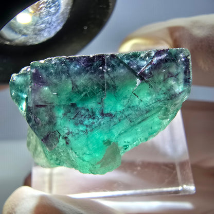 Klarer Phantom Fluorit Würfel, grün lila Okorusu, Namibia 24*16*15mm