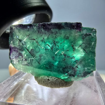Klarer Phantom Fluorit Würfel, grün lila Okorusu, Namibia 24*16*15mm