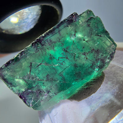 Klarer Phantom Fluorit Würfel, grün lila Okorusu, Namibia 24*16*15mm