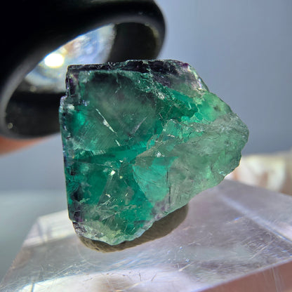 Klarer Phantom Fluorit Würfel, grün lila Okorusu, Namibia 24*16*15mm