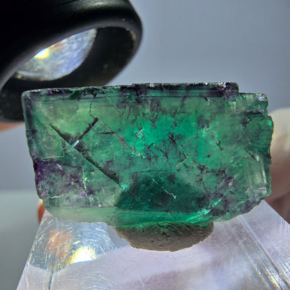 Klarer Phantom Fluorit Würfel, grün lila Okorusu, Namibia 24*16*15mm