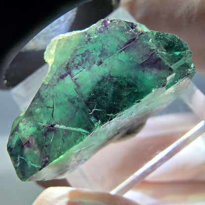Klarer Phantom Fluorit Würfel, grün lila Okorusu, Namibia 24*16*15mm