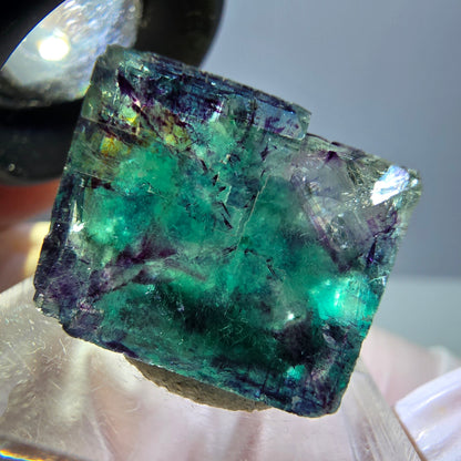 Klarer Phantom Fluorit Würfel, grün lila Okorusu, Namibia 18*16*11mm