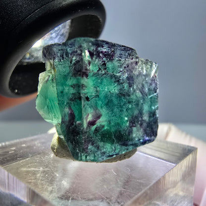 Klarer Phantom Fluorit Würfel, grün lila Okorusu, Namibia 18*16*11mm