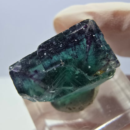 Klarer Phantom Fluorit Würfel, grün lila Okorusu, Namibia 18*16*11mm