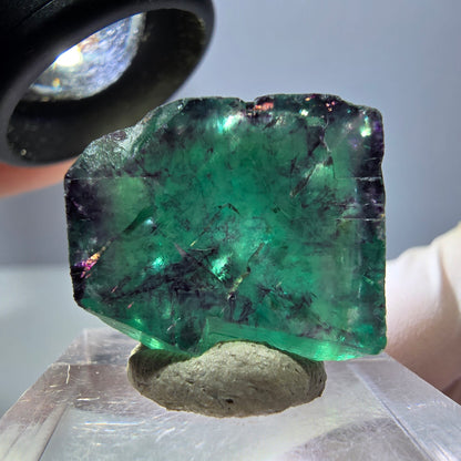 Klarer Phantom Fluorit Würfel, grün lila Okorusu, Namibia 20*19*17mm