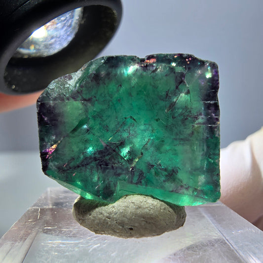 Klarer Phantom Fluorit Würfel, grün lila Okorusu, Namibia 20*19*17mm