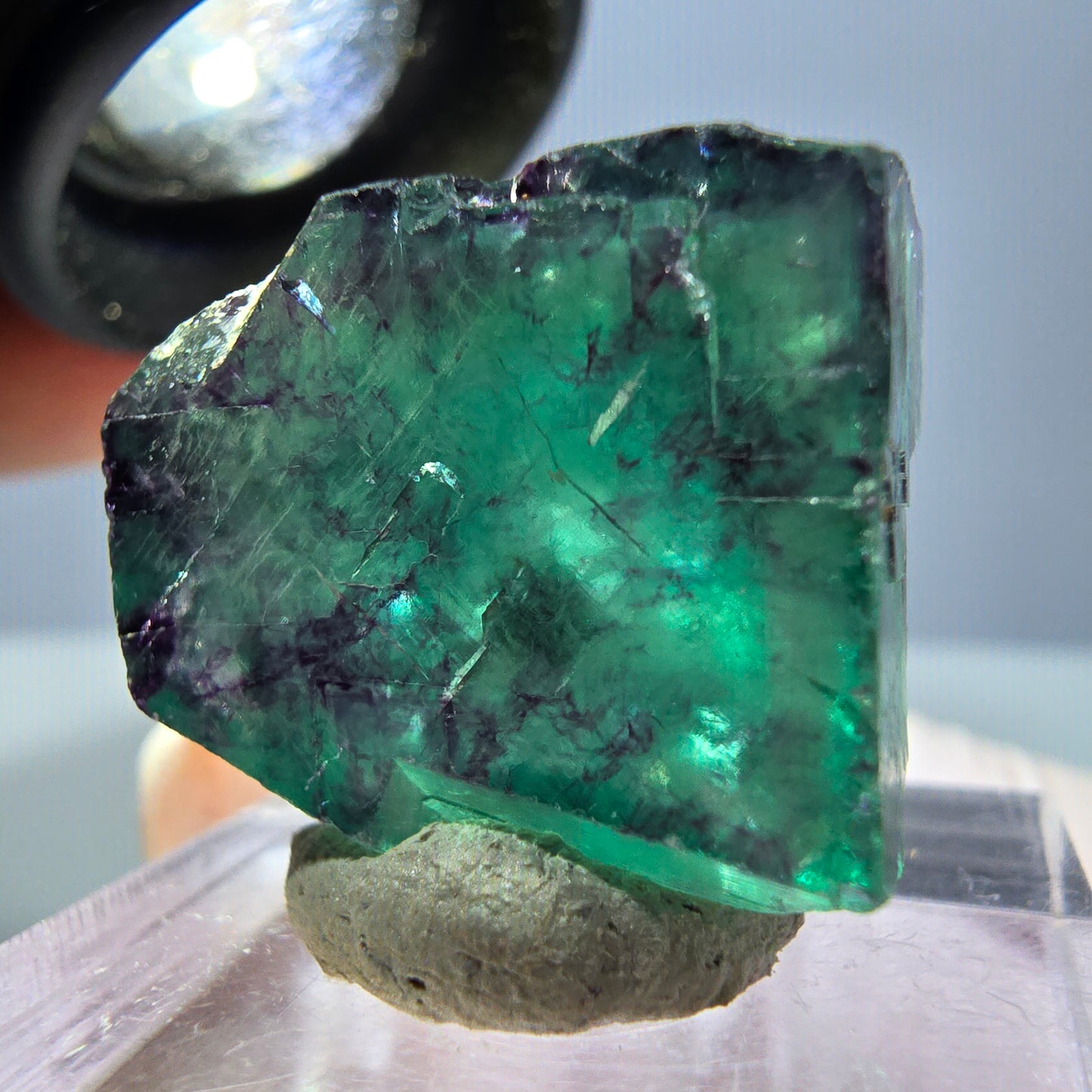 Klarer Phantom Fluorit Würfel, grün lila Okorusu, Namibia 20*19*17mm