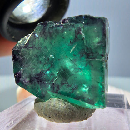 Klarer Phantom Fluorit Würfel, grün lila Okorusu, Namibia 20*19*17mm