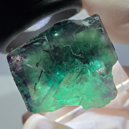 Klarer Phantom Fluorit Würfel, grün lila Okorusu, Namibia 20*19*17mm