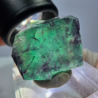 Klarer Phantom Fluorit Würfel, grün lila Okorusu, Namibia 20*19*17mm