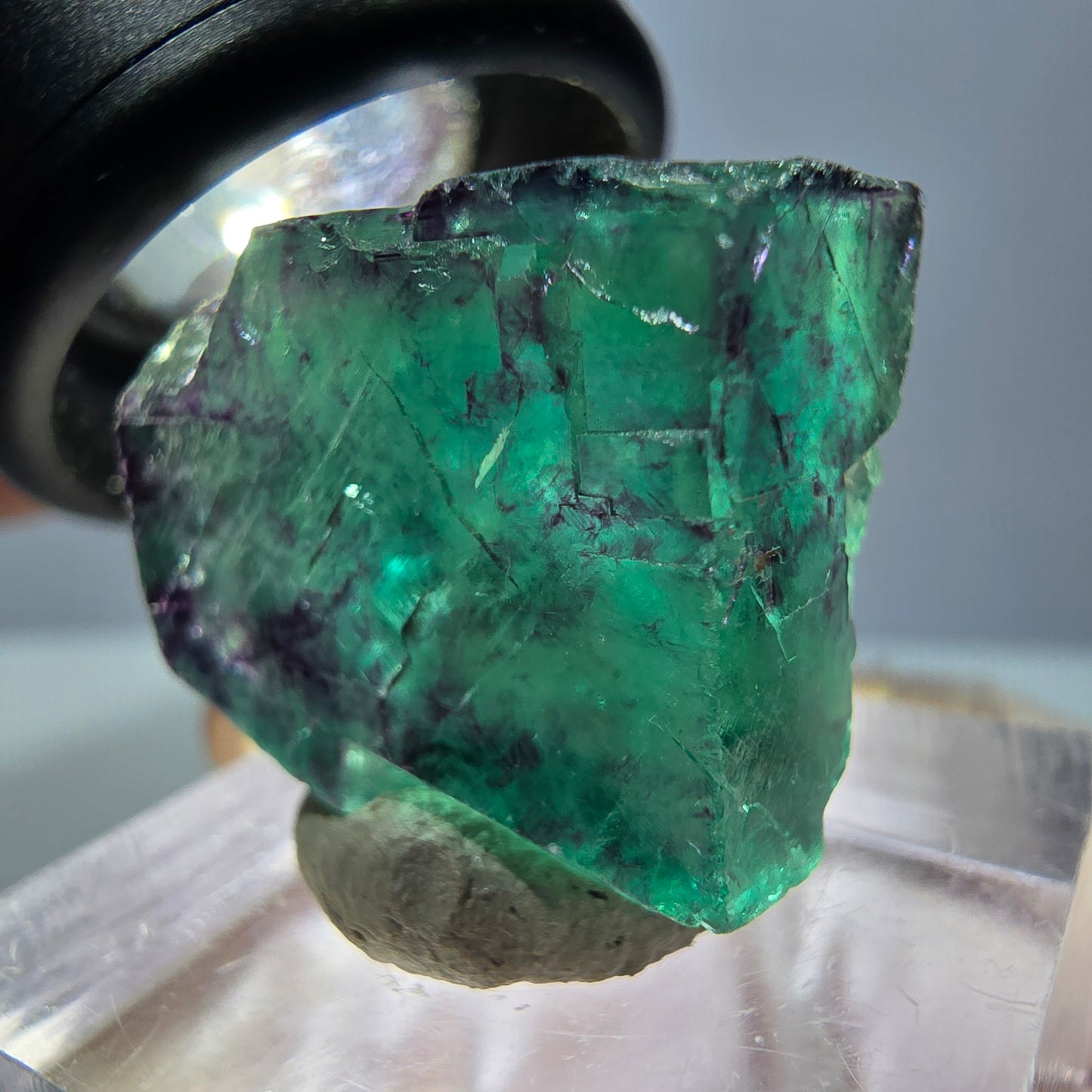 Klarer Phantom Fluorit Würfel, grün lila Okorusu, Namibia 20*19*17mm