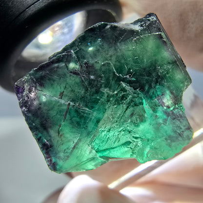 Klarer Phantom Fluorit Würfel, grün lila Okorusu, Namibia 20*19*17mm