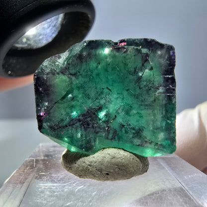 Klarer Phantom Fluorit Würfel, grün lila Okorusu, Namibia 20*19*17mm