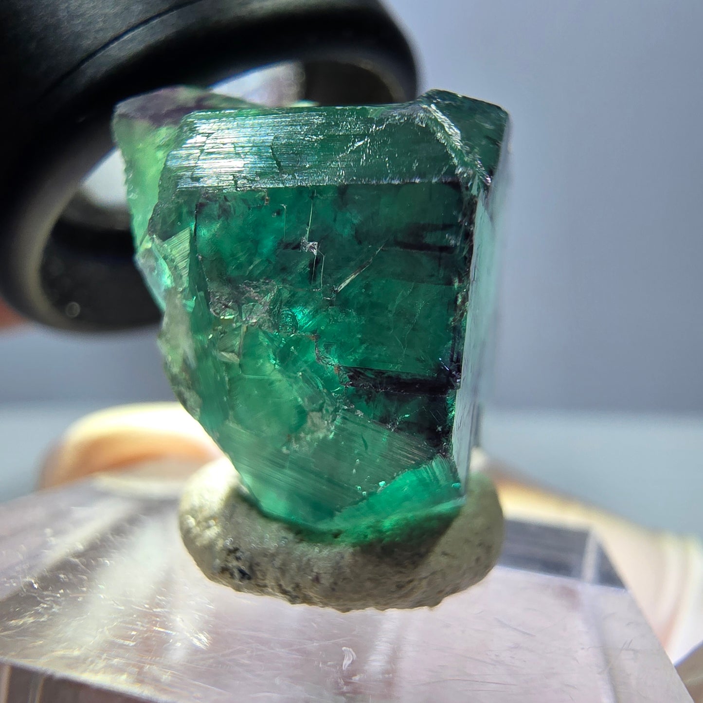 Klarer Phantom Fluorit Würfel, grün lila Okorusu, Namibia 20*19*17mm