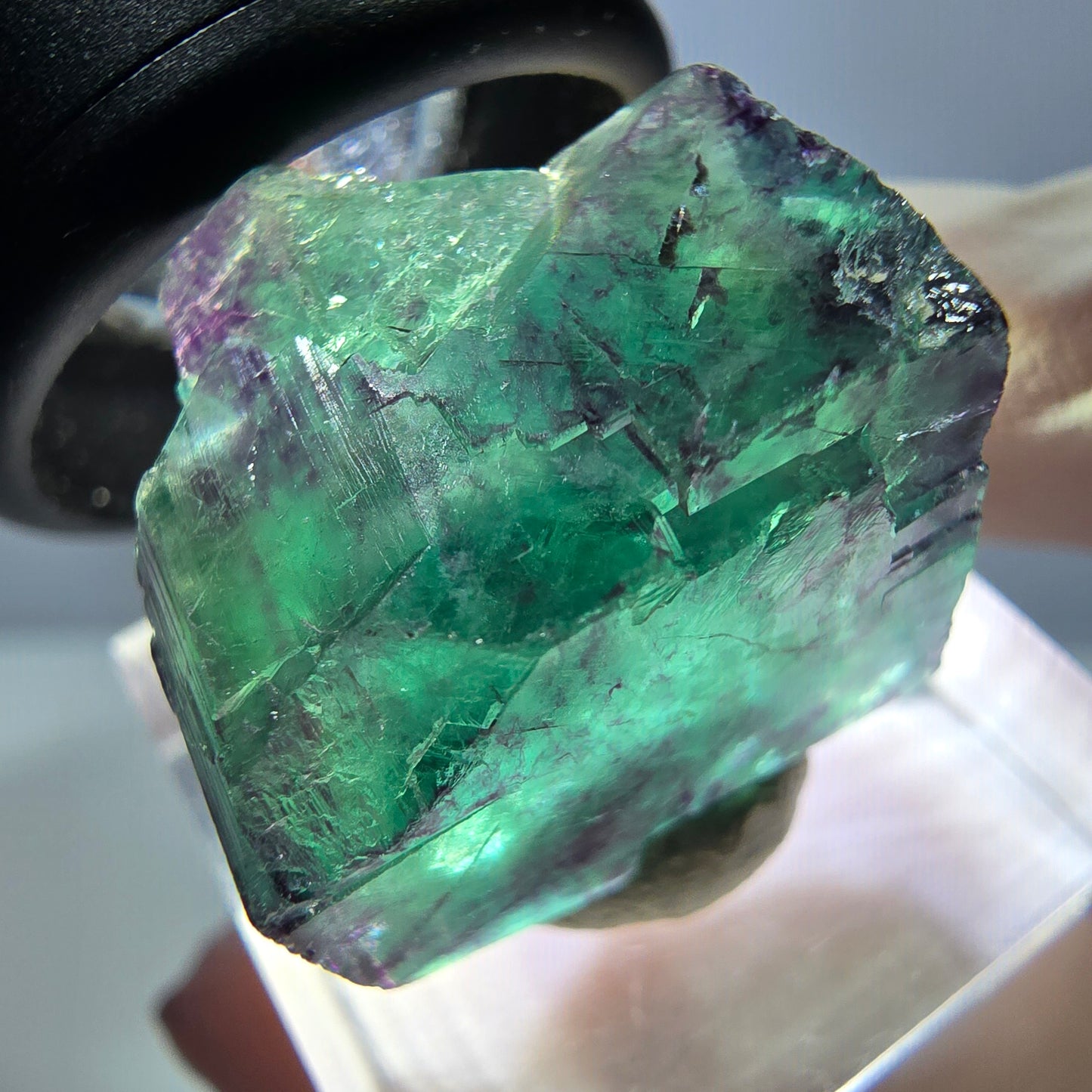Klarer Phantom Fluorit Würfel, grün lila Okorusu, Namibia 20*19*17mm
