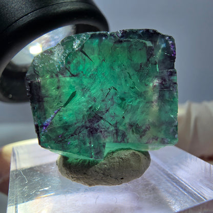 Klarer Phantom Fluorit Würfel, grün lila Okorusu, Namibia 20*19*17mm