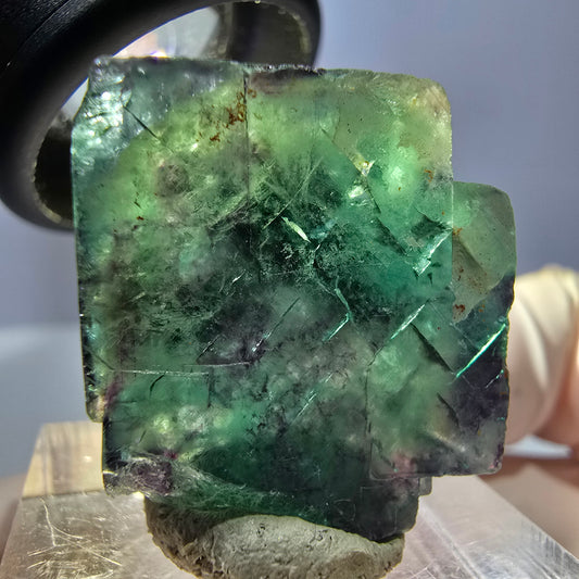 Klarer Phantom Fluorit Würfel, grün lila Okorusu, Namibia 24*22*13mm