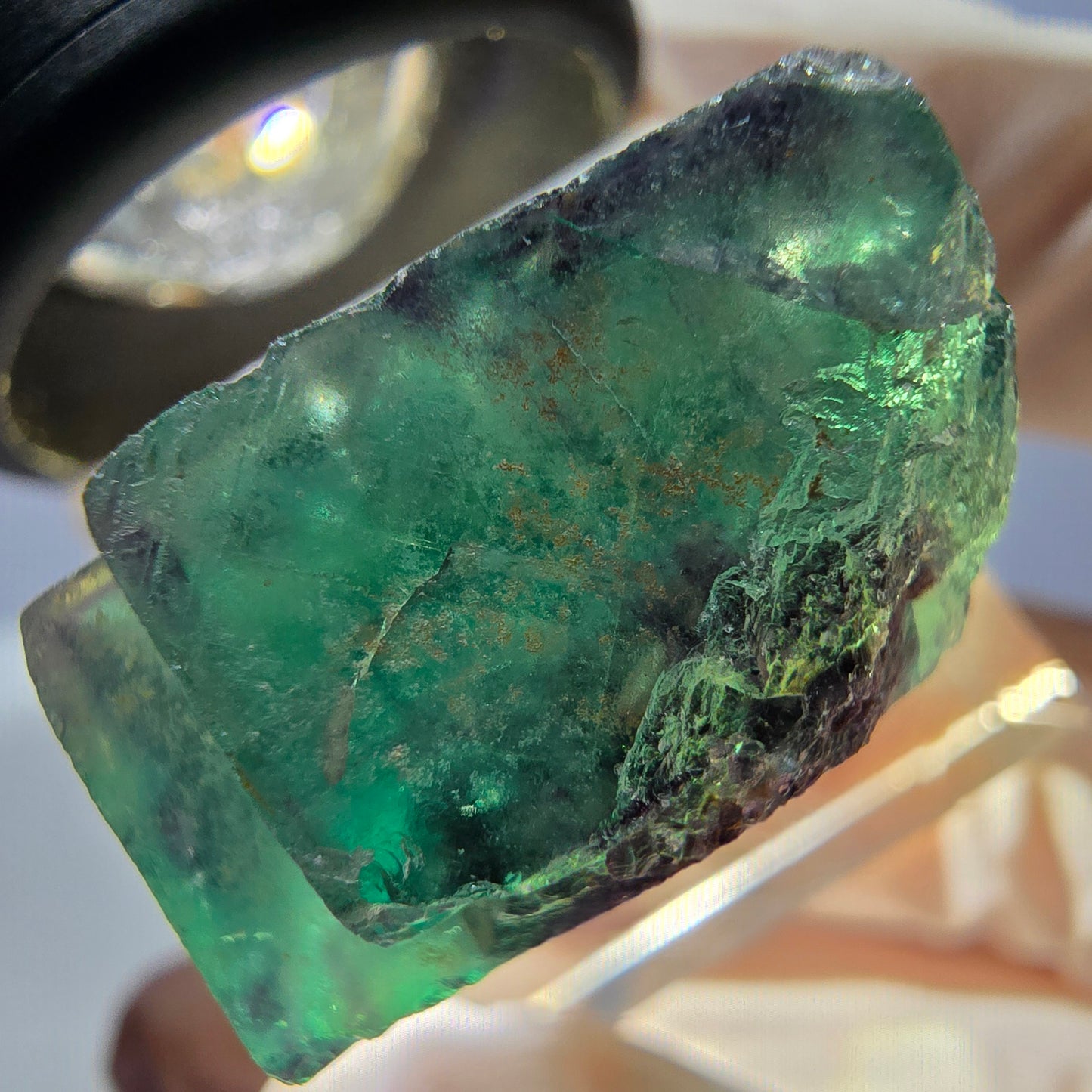 Klarer Phantom Fluorit Würfel, grün lila Okorusu, Namibia 24*22*13mm