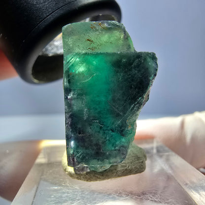 Klarer Phantom Fluorit Würfel, grün lila Okorusu, Namibia 24*22*13mm