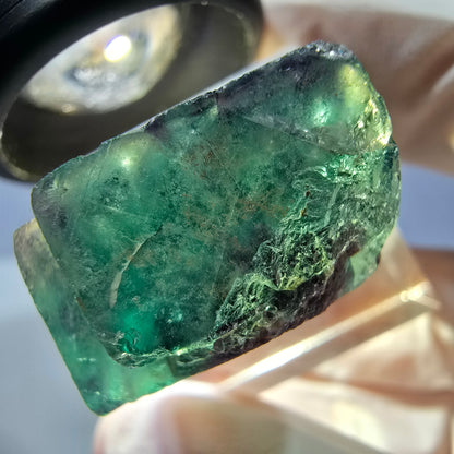 Klarer Phantom Fluorit Würfel, grün lila Okorusu, Namibia 24*22*13mm