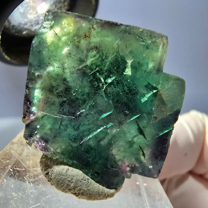 Klarer Phantom Fluorit Würfel, grün lila Okorusu, Namibia 24*22*13mm