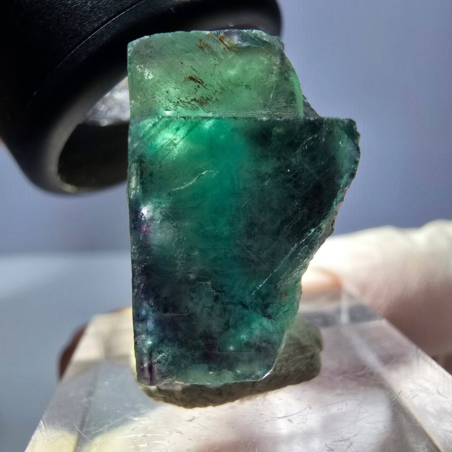 Klarer Phantom Fluorit Würfel, grün lila Okorusu, Namibia 24*22*13mm