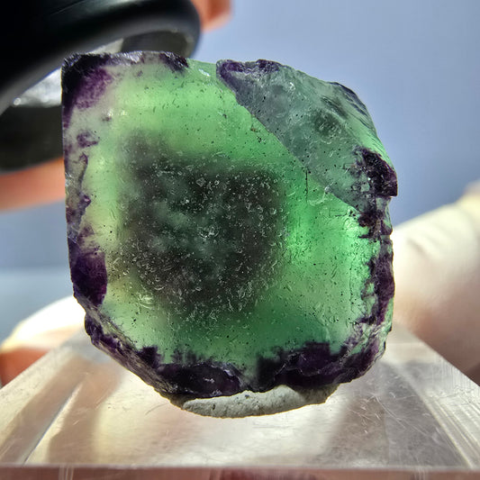 Klarer Phantom Fluorit Würfel, grün lila Okorusu, Namibia 20*19*18mm
